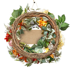 Artificial Decorative Wreath 60.96 cm Red Orange Yellow Hydrangeas Roses