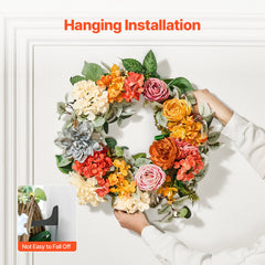 Artificial Decorative Wreath 60.96 cm Red Orange Yellow Hydrangeas Roses
