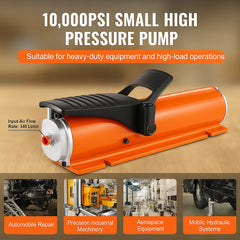 10,000PSI Air Hydraulic Pump, 0.18 Gal Reservoir, NPT 3/8 In Oil Outlet, NPT 1/4 In Inlet, Metal Shell Air Actuated Treadle Foot Pump, for Precision Industrial Machinery & Aerospace Equipment