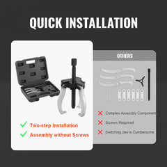 Gear Puller Set, 3" and 7" Puller Kit, 3 Jaw Gear Bearing Flywheel Pulley Removal Tool, 2 or 3 Reversible Jaws Wheel Puller, Vertically and Horizontally, External and Internal, 2-Piece