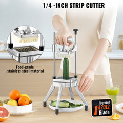 Commercial Vegetable Fruit Chopper 1/4" Blade Heavy Duty Professional Food Dicer Kattex French Fry Cutter Onion Slicer Stainless Steel for Tomato Peppers Potato Mushroom