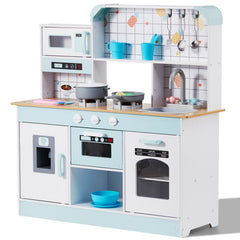 Kitchen Playset Kids Pretend Cooking Play Toy 24 Piece Accessories White