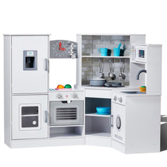 Kitchen Playset Kids Pretend Cooking Play Toy 24 Piece Accessories White