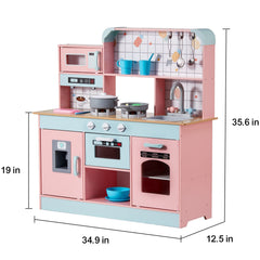 Kitchen Playset Kids Pretend Cooking Play Toy 24 Piece Accessories Pink