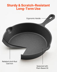 Cast Iron Skillet, 4 Pcs Frying Pan Set (155, 205, 260, 305 mm), Skillets with Heat-Resistant Silicone Handle, Pre-Seasoned Chef's Pan, Kitchen Cookware, Oven, Gas, Electrical, Induction, Black