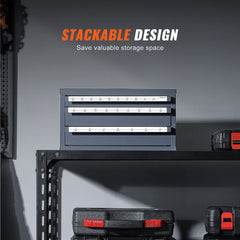 Drill Bit Dispenser Cabinet, Three-Drawer Drill Bit Organizer Cabinet for A to Z, Steel Drill Dispenser Organizer Cabinet with Labels, Stackable Drill Dispenser for Drill Bit Storage