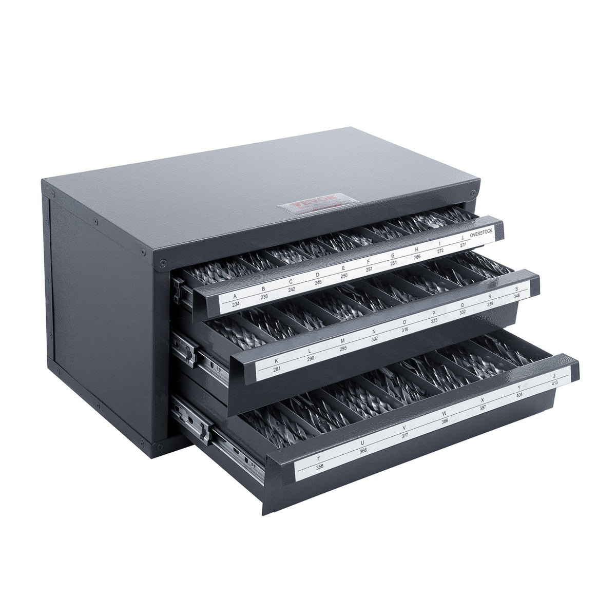 Drill Bit Dispenser Cabinet, Three-Drawer Drill Bit Organizer Cabinet for A to Z, Steel Drill Dispenser Organizer Cabinet with Labels, Stackable Drill Dispenser for Drill Bit Storage