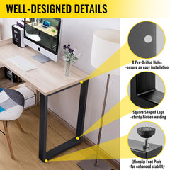 Black Table Legs Frame Metal Dining Table Desk 600X720MM