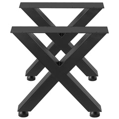 Set of 2 Steel Table Legs, 28\'\'Height 24\'\'Wide Dining Table Legs, Heavy Duty 3.1\" Square Box Section X Frame Table Legs, 28x24x3.1 Inch Black Color Industrial Country Style Metal Dining Leg
