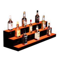 LED Lighted Liquor Bottle Display, 3 Tiers 40 Inch Commercial Illuminated Home Bar Shelf, 3 Steps Whiskey Rack Stand, Acrylic Drink Shelves with RF Remote & App Control, and Multicolor lighting