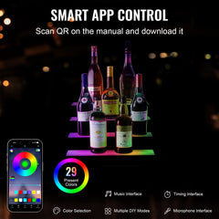 LED Lighted Liquor Bottle Display Bar Shelf RF & App Control 406 mm 4-Step