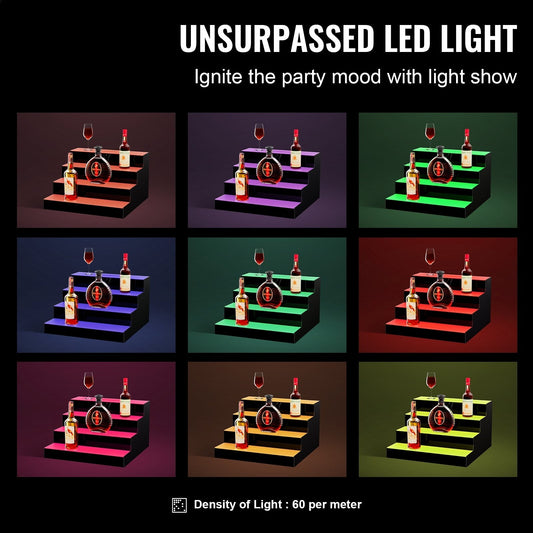LED Lighted Liquor Bottle Display Bar Shelf RF & App Control 406 mm 4-Step