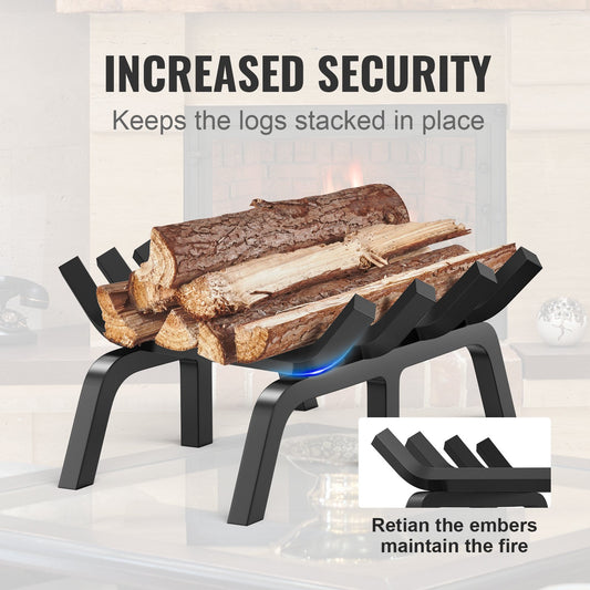 Fireplace Log Grate, 18 inch Heavy Duty Fireplace Grate with 6 Support Legs, Solid Powder-coated Steel Bars, Log Firewood Burning Rack Holder for Indoor and Outdoor Fireplace