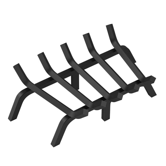 Fireplace Log Grate, 609.6mm Heavy Duty Fireplace Grate with 6 Support Legs, 19.05mm Solid Powder-coated Steel Bars, Log Firewood Burning Rack Holder for Indoor and Outdoor Fireplace