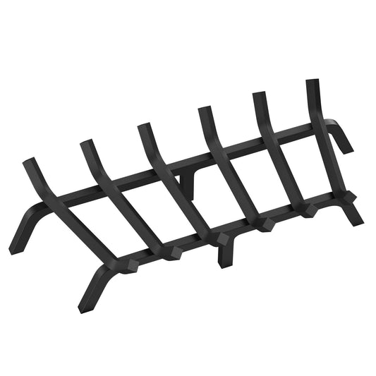 Fireplace Log Grate, 685.8mm Heavy Duty Fireplace Grate with 6 Support Legs, 19.05mm Solid Powder-coated Steel Bars, Log Firewood Burning Rack Holder for Indoor and Outdoor Fireplace