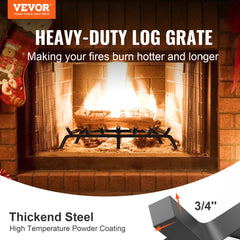 VEVOR Fireplace Log Grate, 762mm Heavy Duty Fireplace Grate with 6 Support Legs, 19.05mm Solid Powder-coated Steel Bars, Log Firewood Burning Rack Holder for Indoor and Outdoor Fireplace