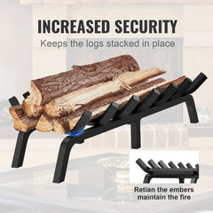 VEVOR Fireplace Log Grate, 762mm Heavy Duty Fireplace Grate with 6 Support Legs, 19.05mm Solid Powder-coated Steel Bars, Log Firewood Burning Rack Holder for Indoor and Outdoor Fireplace