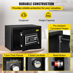 Safe Box, 0.8 CU.FT Fingerprint Safe Box for Money w/ 2 Keys & Digital Keypad, Q235 Steel Safe Box for Storing Cash, Jewelry, Pistols, Documents, Watches in Home & Office & Hotel