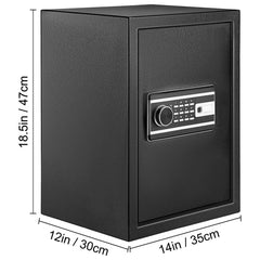 Safe Box, 2.1 CU.FT Fingerprint Safe Box for Money w/ 2 Keys & Digital Keypad, Q235 Steel Safe Box for Storing Cash, Jewelry, Pistols, Documents, Watches in Home & Office & Hotel