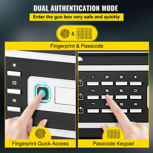 Safe Box, 2.1 CU.FT Fingerprint Safe Box for Money w/ 2 Keys & Digital Keypad, Q235 Steel Safe Box for Storing Cash, Jewelry, Pistols, Documents, Watches in Home & Office & Hotel