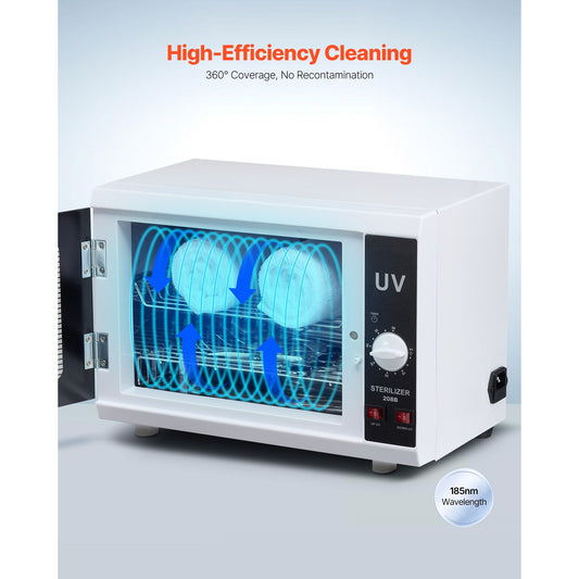 Nail Tool Cleaning Machine, 12L Large Capacity, Knob Control, Tool Cabinet Cleaner Box with Timer Setting, Tempered Glass Door, 185nm Wavelength, for Labs, Home, Nail Salons, Beauty Salons