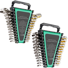 Combination Wrench Set 24 PCS SAE 1/4" - 7/8" Metric 8-19mm Organizer Rack