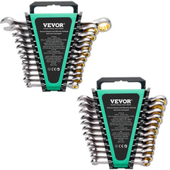 Combination Wrench Set 24 PCS SAE 1/4" - 7/8" Metric 8-19mm Organizer Rack