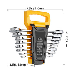 Combination Wrench Set 8-Piece Metric 8 mm to 19 mm with Organizer Rack