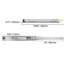 1 Pair 16-60 in Soft-Close Drawer Slides Ball Bearing Full Extension