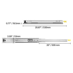 1 Pair 16-60 in Soft-Close Drawer Slides Ball Bearing Full Extension