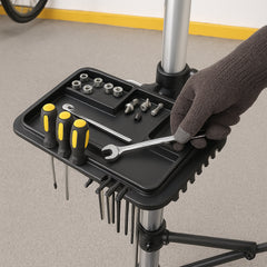 Bike Repair Stand, 66 lbs Heavy-duty Aluminum Bicycle Repair Stand, Adjustable Height Bike Maintenance Workstand with Magnetic Tool Tray Telescopic Arm, Foldable Bike Work Stand for Home, Shops