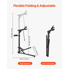 Bike Repair Stand, 38.56 kg Heavy-duty Bicycle Work Stand with 1035-1630 mm Adjustable Height & Magnetic Tool Tray, Foldable Bicycle Maintenance Rack, Shop Home Mechanics for Mountain & Road Bike