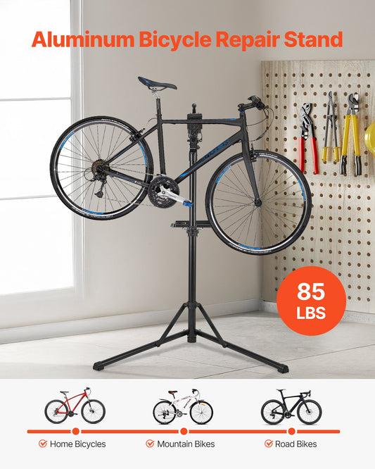 Bike Repair Stand, 38.56 kg Heavy-duty Bicycle Work Stand with 1035-1630 mm Adjustable Height & Magnetic Tool Tray, Foldable Bicycle Maintenance Rack, Shop Home Mechanics for Mountain & Road Bike