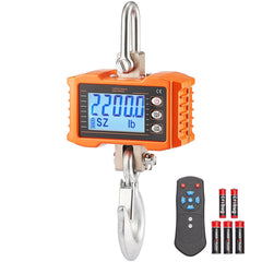 Digital Crane Scale, 2200 lbs/1000 kg, Industrial Heavy Duty Hanging Scale with Remote Control, Cast Aluminum Case & LCD Screen, High Precision for Construction, Factory, Farm, Hunting (Orange)