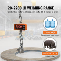 Digital Crane Scale, 2200 lbs/1000 kg, Industrial Heavy Duty Hanging Scale with Remote Control, Cast Aluminum Case & LED Screen, High Precision for Construction, Factory, Farm, Hunting (Orange)