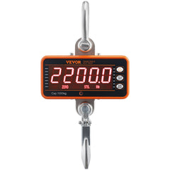 Digital Crane Scale, 2200 lbs/1000 kg, Industrial Heavy Duty Hanging Scale with Remote Control, Cast Aluminum Case & LED Screen, High Precision for Construction, Factory, Farm, Hunting (Orange)