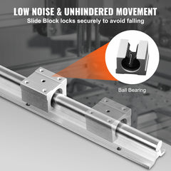 Linear Guide Rail Set, SBR16 1000mm, 2 PCS 39.4 in/1000 mm SBR16 Guide Rails and 4 PCS SBR16UU Slide Blocks, Linear Rails and Bearings Kit for Automated Machines DIY Project CNC Router Machines