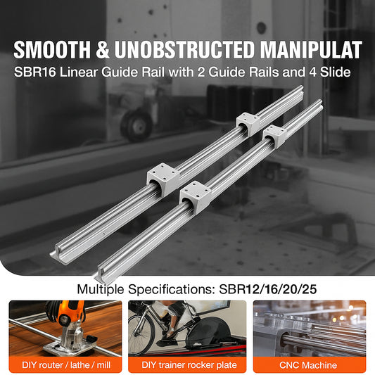 Linear Guide Rail Set, SBR16 2000mm, 2 PCS 78.7 in/2000 mm SBR16 Guide Rails and 4 PCS SBR16UU Slide Blocks, Linear Rails and Bearings Kit for Automated Machines DIY Project CNC Router Machines