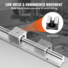 Linear Guide Rail Set, SBR16 2000mm, 2 PCS 78.7 in/2000 mm SBR16 Guide Rails and 4 PCS SBR16UU Slide Blocks, Linear Rails and Bearings Kit for Automated Machines DIY Project CNC Router Machines
