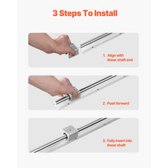 Linear Guide Rail Set, SBR20 1500mm, 2 PCS 59 in/1500 mm SBR20 Guide Rails and 4 PCS SBR20UU Slide Blocks, Linear Rails and Bearings Kit for Automated Machines DIY Project CNC Router Machines
