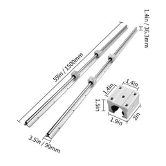 Linear Guide Rail Set, SBR20 1500mm, 2 PCS 59 in/1500 mm SBR20 Guide Rails and 4 PCS SBR20UU Slide Blocks, Linear Rails and Bearings Kit for Automated Machines DIY Project CNC Router Machines