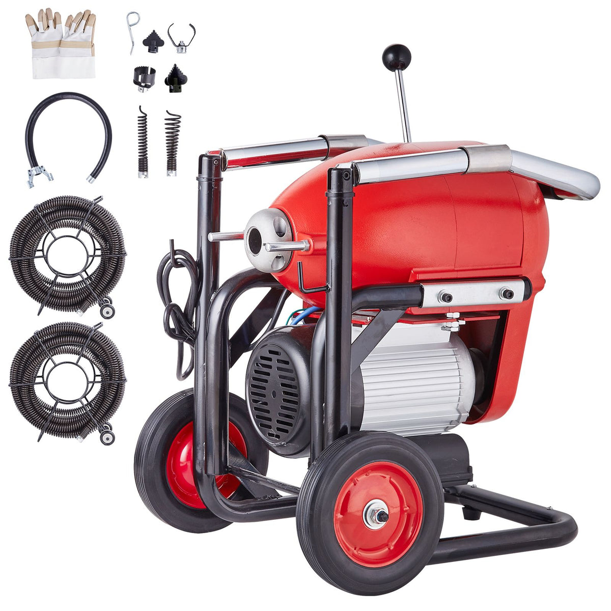 Drain Cleaner Machine 120FT x 6/5" 1100W Sectional Snake Auger Manual Feed