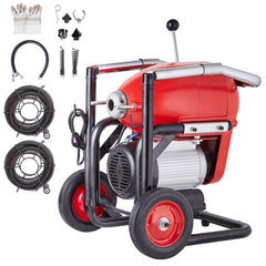 Drain Cleaner Machine 120FT x 6/5" 1100W Sectional Snake Auger Manual Feed