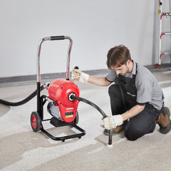 Drain Cleaner Machine 120FT x 6/5" 1100W Sectional Snake Auger Manual Feed