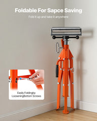 Roller Stand, Heavy Duty 1136 KG Load Capacity, 27.6"-52" Height Adjustable, 45# Steel Folding Roller Support Stand for Pipes, Wooden Boards