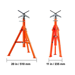 Pipe Stand, 2500LBS Heavy Duty Pipe Stands, 27.2"-52" Height Adjustable V Head Pipe Stand, 45# Steel Folding Stand for 1/2-12 inches Pipes