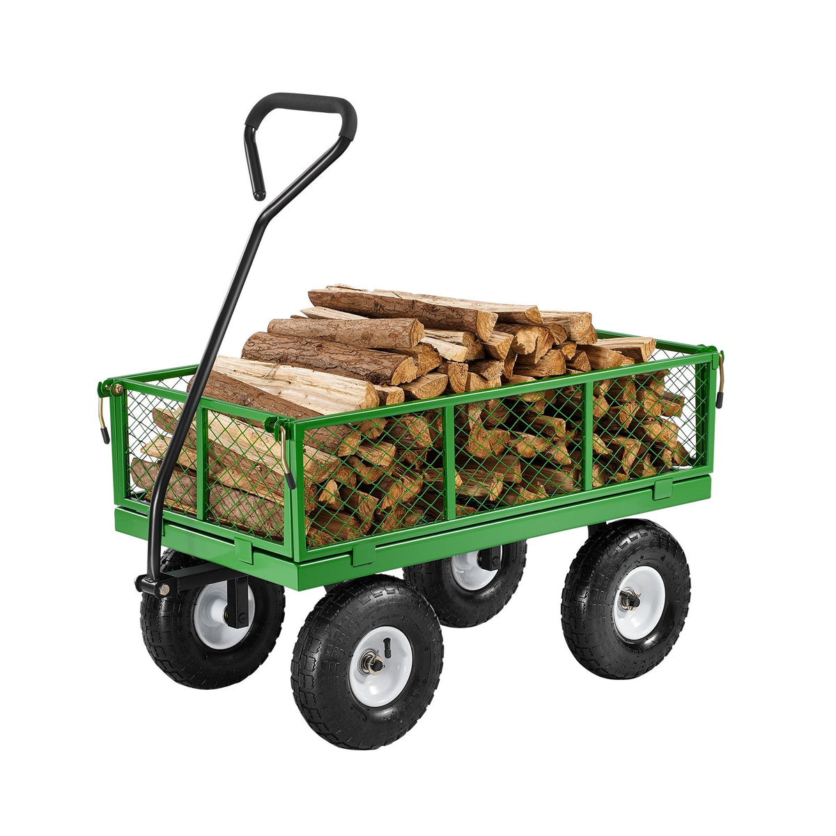 680 Lbs Steel Garden Cart on Wheels, Heavy Duty Garden Wagon Cart Pullable, Metal Outdoor Utility Yard Wagon Carts with 10" Tires, Mesh Removable Sides and 180°Rotating Handle