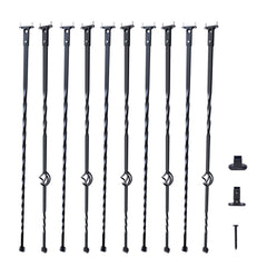 Staircase Metal Balusters, 44'' x 1/2" Galvanized Steel Decorative Banister Spindles, 10 Pack Deck Baluster with Hollow Single Baskets, Twists, Spiral Stair Railing w/ Shoes & Screws