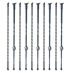 Staircase Metal Balusters, 44'' x 1/2" Galvanized Steel Decorative Banister Spindles, 10 Pack Deck Baluster with Hollow Single Baskets, Twists, Spiral Stair Railing w/ Shoes & Screws