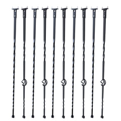 Staircase Metal Balusters, 44'' x 1/2" Galvanized Steel Decorative Banister Spindles, 10 Pack Deck Baluster with Hollow Single Baskets, Twists, Spiral Stair Railing w/ Shoes & Screws